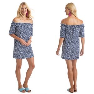 Vineyard Vines Whale Tail Print Off The Shoulder Dress XXS